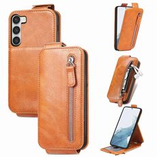 Per Samsung Galaxy S23 5G Portafoglio con cerniera verticale Custodia in pelle per telefono (marrone)