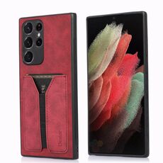 Per Samsung Galaxy S22 Ultra 5G Denior DV Elastic Card Cover posteriore in PU per telefono (rosso)