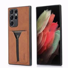 Per Samsung Galaxy S22 Ultra 5G Denior DV Custodia per telefono con cover posteriore in PU elastico (marrone)
