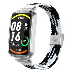 Per Xiaomi Mi Band 7 Pro Cinturino integrato con fibbia in nylon intrecciato (nero bianco)