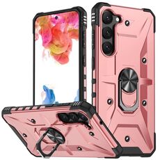 Per Samsung Galaxy S23 + 5G Custodia per telefono con supporto ad anello (oro rosa)