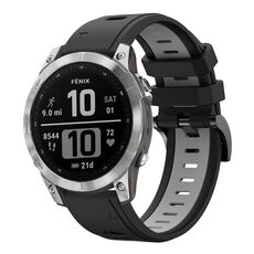 Per Garmin Fenix 7 22mm Cinturino sportivo in silicone bicolore (nero + grigio)