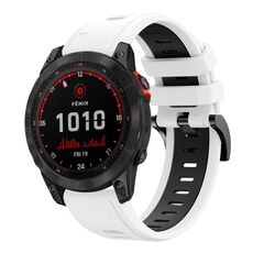 Per Garmin Fenix 7 Solar 22mm Cinturino sportivo in silicone bicolore (bianco + nero)