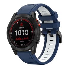 Per Garmin Fenix 7 Solar 22mm Cinturino sportivo in silicone bicolore (blu notte + bianco)