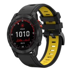 Per Garmin Fenix 7 Solar 22mm Cinturino sportivo in silicone bicolore (nero + giallo)