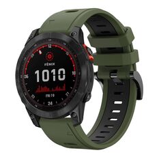 Per Garmin Fenix 7 Solar 22mm Cinturino sportivo in silicone bicolore (verde militare + nero)
