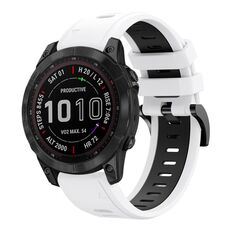 Per Garmin Fenix 7 Sapphire Solar 22mm Cinturino sportivo in silicone bicolore (bianco + nero)