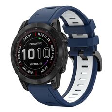 Per Garmin Fenix 7 Sapphire Solar 22mm Cinturino sportivo in silicone bicolore (blu notte + bianco)