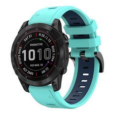 Per Garmin Fenix 7 Sapphire Solar 22mm Cinturino sportivo in silicone bicolore (verde menta + blu)