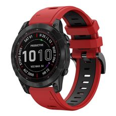 Per Garmin Fenix 7 Sapphire Solar 22mm Cinturino sportivo in silicone bicolore (rosso + nero)