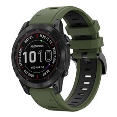 Per Garmin Fenix 7 Sapphire Solar 22mm Cinturino sportivo in silicone bicolore (verde militare + nero)