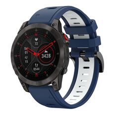 Per Garmin EPIX Gen 2 22mm Cinturino sportivo in silicone bicolore (blu notte + bianco)
