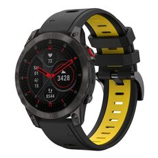 Per Garmin EPIX Gen 2 22mm Cinturino sportivo in silicone bicolore (nero + giallo)
