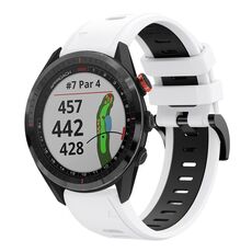 Per Garmin Approach S62 22mm Cinturino sportivo in silicone bicolore (bianco + nero)