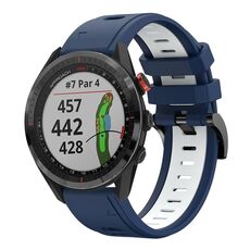 Per Garmin Approach S62 22mm Cinturino sportivo in silicone bicolore (blu notte + bianco)