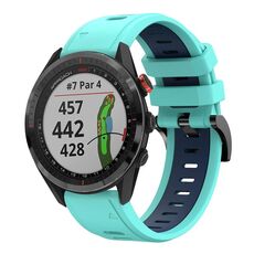 Per Garmin Approach S62 Cinturino sportivo in silicone bicolore da 22 mm (verde menta + blu)
