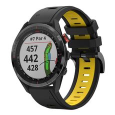 Per Garmin Approach S62 22mm Cinturino sportivo in silicone bicolore (nero + giallo)