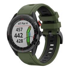 Per Garmin Approach S62 Cinturino sportivo in silicone bicolore da 22 mm (verde militare + nero)