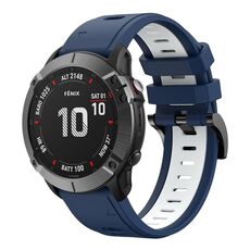 Per Garmin Fenix 6 GPS 22mm Cinturino sportivo in silicone bicolore (blu notte + bianco)