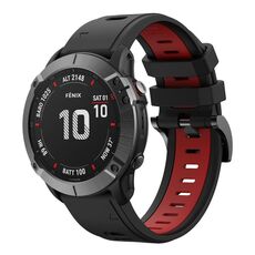 Per Garmin Fenix 6 Pro GPS 22mm Cinturino sportivo in silicone bicolore (nero + rosso)