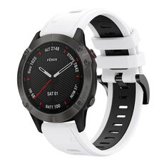 Per Garmin Fenix 6 Sapphire GPS 22mm Cinturino sportivo in silicone bicolore (bianco + nero)