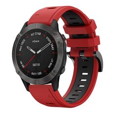 Per Garmin Fenix 6 Sapphire GPS 22mm Cinturino sportivo in silicone bicolore (rosso + nero)