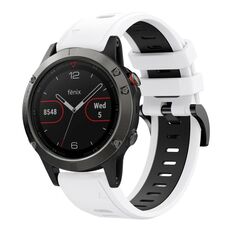 Per Garmin Fenix 5 22mm Cinturino sportivo in silicone bicolore (bianco + nero)
