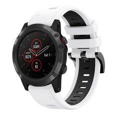 Per Garmin Fenix 5 Plus 22mm Cinturino sportivo in silicone bicolore (bianco + nero)