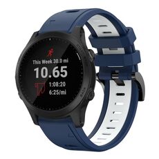 Per Garmin Forerunner 945 22mm Cinturino sportivo in silicone bicolore (blu notte + bianco)