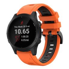 Per Garmin Forerunner 945 22mm Cinturino sportivo in silicone bicolore (arancione + nero)