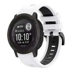 Per Garmin Instinct 2 Cinturino sportivo in silicone bicolore da 22 mm (bianco + nero)