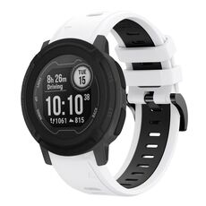 Per Garmin Instinct 22mm Cinturino sportivo in silicone bicolore (bianco + nero)