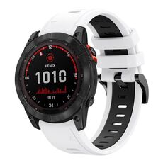 Per Garmin Fenix 7X 26mm Cinturino sportivo in silicone bicolore (bianco + nero)