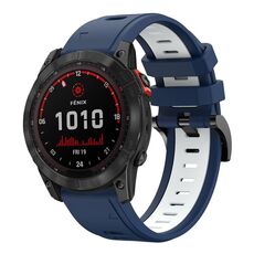 Per Garmin Fenix 7X 26mm Cinturino sportivo in silicone bicolore (blu notte + bianco)