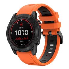 Per Garmin Fenix 7X 26mm Cinturino sportivo in silicone bicolore (arancione + nero)