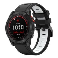 Per Garmin Fenix 7X 26mm Cinturino sportivo in silicone bicolore (nero + bianco)