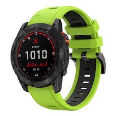Per Garmin Fenix 7X 26mm Cinturino sportivo in silicone bicolore (verde lime + nero)