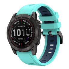 Per Garmin Fenix 7X Solar 26mm Cinturino sportivo in silicone bicolore (verde menta + blu)