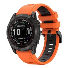 Per Garmin Fenix 7X Solar 26mm Cinturino sportivo in silicone bicolore (arancione + nero)