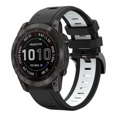 Per Garmin Fenix 7X Solar 26mm Cinturino sportivo in silicone bicolore (nero + bianco)