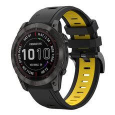 Per Garmin Fenix 7X Solar 26mm Cinturino sportivo in silicone bicolore (nero + giallo)