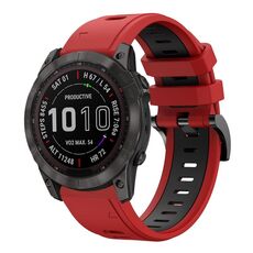 Per Garmin Fenix 7X Solar 26mm Cinturino sportivo in silicone bicolore (rosso + nero)