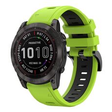 Per Garmin Fenix 7X Solar 26mm Cinturino sportivo in silicone bicolore (verde lime + nero)