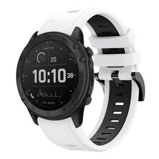 Per Garmin Tactix Delta 26mm Cinturino sportivo in silicone bicolore (bianco + nero)