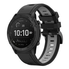 Per Garmin Tactix Delta 26mm Cinturino sportivo in silicone bicolore (nero + grigio)