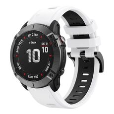 Per Garmin Fenix ​​6X Sapphire 26mm Cinturino sportivo in silicone bicolore (bianco + nero)