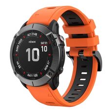 Per Garmin Fenix 6X Sapphire 26mm Cinturino sportivo in silicone bicolore (arancione + nero)