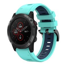 Per Garmin Fenix ​​5X Sapphire 26mm Cinturino sportivo in silicone bicolore (verde menta + blu)