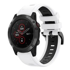 Per Garmin Fenix 5X Plus 26mm Cinturino sportivo in silicone bicolore (bianco + nero)