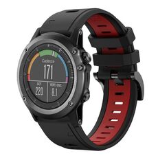 Per Garmin Fenix 3 26mm Cinturino sportivo in silicone bicolore (nero + rosso)